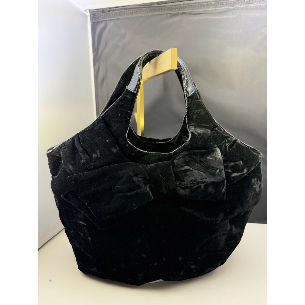 Vintage Y2K Kate Spade Crushed Velvet Top Handle Bag Bow Accent Fairy Goth Glam